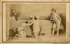 Francia, reproducción de la pintura de Jean-Louis Hamon: "Mi hermana no está". Rovira y Durán.