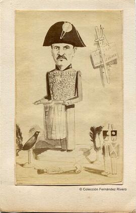 España, reproducción de un dibujo con la caricatura del General Espartero (Baldomero Espartero) tocando el tambor. Fotógrafo desconocido.