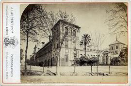 Sevilla, vista general del Palacio de San Telmo desde el río. J. Laurent.