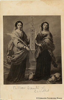 Sevilla, reproducción del óleo de Murillo "Santas Justa y Rufina" hoy en el Museo de Sevilla. Ildefonso Cañaveral.