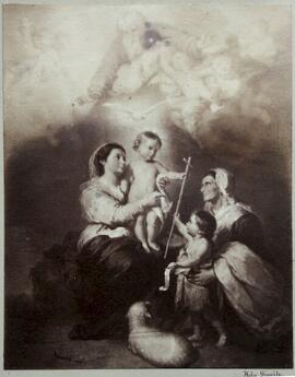 Sevilla, reproducción del óleo de Murillo: "Sagrada Familia", con la Virgen, el niño Jesús, Santa Ana y San Juanito. Massari.