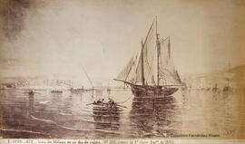 Málaga, reproducción cuadro de Emilio Ocón “Vista de Málaga en un día de calma” (Nº356 premio de 3ª clase exposición de 1871). J. Laurent.