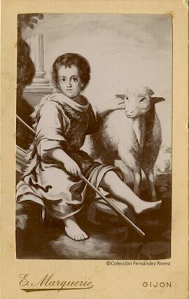 Gijón (Asturias), reproducción de una copia del óleo de Murillo "El Buen Pastor". E. Marquerie.
