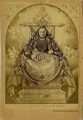 Granada, reproducción de un dibujo o pintura con la imagen de la Vírgen de las Angustias, patrona de la ciudad. Fotógrafo desconocido.