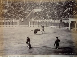 Madrid, Plaza de toros de la Fuente del Berro o de Goya, una corrida: suerte de banderillas. J. Laurent y Cia.