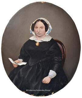 Bruselas, retrato de señora con una carta en la mano. A. G. Larauza.