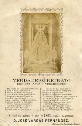 Constantina (Sevilla), Imagen de Nuestra Señora de Robledo en 1863. Fotógrafo desconocido.