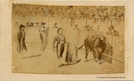 Madrid, reproducción de un dibujo de una corrida de toros. José González Ros.