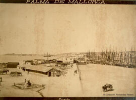 Palma de Mallorca (Baleares), muelle viejo en el puerto, en abril de 1887 estando en la bahía la fragata Gerona. Gabriel Torres Gafaro.