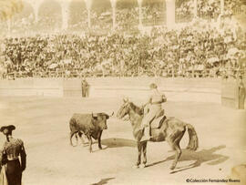 Algeciras (Cádiz), plaza de toros durante una corrida, suerte de varas. Fotógrafo desconocido.
