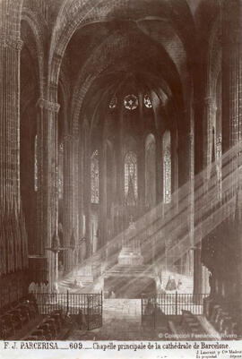 Reproducción de una obra de Parcerisa: Barcelona, Catedral, Altar Mayor . J. Laurent y Cia.
