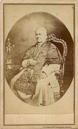 Italia, retrato del Papa Pio IX sentado. Fotógrafo desconocido.