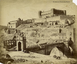Toledo, puente de Alcántara y Alcázar. Luis Masson.