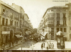 Málaga, plaza de la Constitución y calle Marqués de Larios. Giménez Lucena.