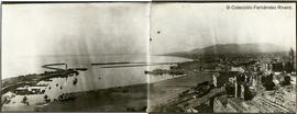 Málaga, panorámica de la ciudad y la bahía desde Gibralfaro, en dos partes. Fotógrafo desconocido