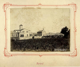 Martorell (Barcelona), bello edificio en el campo con una capilla, posiblemente desaparecido. Fotógrafo desconocido.