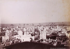 Cádiz, panorámica desde la Torre Tavira hacia el puerto. Fotógrafo desconocido
