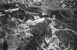 Málaga, fortaleza de Gibralfaro y Parador en una vista aérea. Fotógrafo desconocido