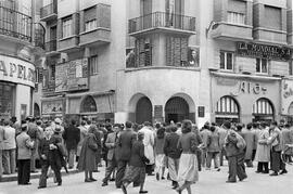 Calle Granada y calle Calderería. Navidad 1948. Málaga, España.