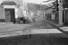 Calle Fernando el Católico.  Febrero de 1959. Obras de Asfaltado. Málaga, España