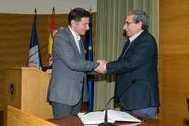 Toma de posesión de José Antonio Molina Bolívar como nuevo catedrático de Física Aplicada II. Edificio del Rectorado. Marzo de 2017