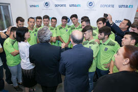 José Ángel Narváez, Tecla Lumbreras y Pedro Montiel con el CD UMA Antequera. Gala del Deporte Uni...