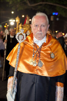 Carlos Benavides Velasco en el desfile procesional de la Hermandad de los Estudiantes. Málaga. Ab...