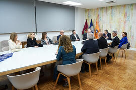 Reunión de galardonados previa a la entrega de las distinciones "Oikonomos" de la Facultad de Ciencias Económicas y Empresariales de la Universidad de Málaga. Paraninfo. Diciembre de 2024