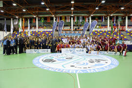 Equipos ganadores. Acto de clausura y entrega de medallas. 14º Campeonato del Mundo Universitario de Fútbol Sala 2014 (FUTSAL). Antequera. Julio de 2014