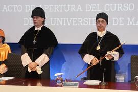 Francisco Blázquez y Teodomiro López. Apertura del Curso Académico 2024/2025 de la Universidad de Málaga. Paraninfo. Septiembre de 2024