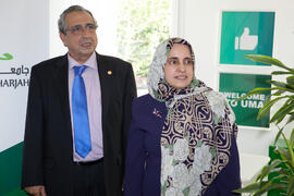 José Ángel Narváez y Hessa Al Otaiba en la inauguración de la Oficina de la Universidad de Sharja...