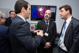 Visita de José Antonio Nieto, Secretario de Estado de Seguridad, a Aeorum. Edificio de Institutos...