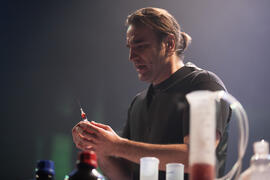 Álvaro Lozano en el ensayo previo de la gala inaugural de la XXV edición de Fancine de la Universidad de Málaga. Teatro Cervantes. Noviembre de 2015