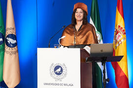 Discurso de investidura de Andrea Goldsmith como doctora "Honoris Causa" por la Escuela Técnica Superior de Ingeniería de Telecomunicación de la Universidad de Málaga. Paraninfo. Octubre de 2024