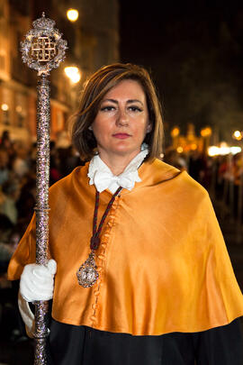 Josefa García Mestanza en la Estación de Penitencia de la Hermandad de los Estudiantes. Málaga. Marzo de 2015