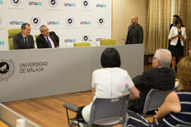 Consejo de Gobierno extraordinario de la Universidad de Málaga con el ministro Pedro Duque. Edifi...