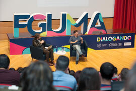 Ignacio Rivas y César Bona en el coloquio "Dialogando". Facultad de Derecho. Enero de 2017