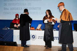 Investidura de Andrea Goldsmith como doctora "Honoris Causa" por la Escuela Técnica Superior de Ingeniería de Telecomunicación de la Universidad de Málaga. Paraninfo. Octubre de 2024