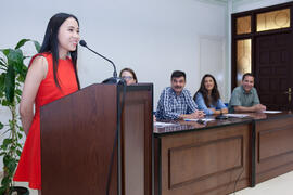 Intervención de una alumna. Graduación del alumnado del CIE de la Universidad de Málaga. Centro I...