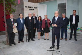 Intervención de Francisco de la Torre. Inauguración de la plaza Pintor Eugenio Chicano. Málaga. Noviembre de 2016