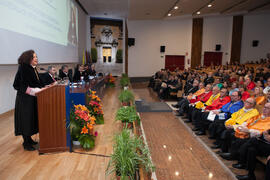 Pilar Aranda en la imposición de la Medalla de Oro de la Universidad de Málaga a la Universidad de Granada. Paraninfo. Diciembre de 2016