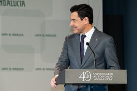 Juan Manuel Moreno Bonilla. Toma de posesión de D. José Ángel Narváez Bueno como Rector de la Universidad de Málaga. Palacio de San Telmo, Sevilla. Enero de 2020
