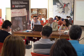 Luis Ayuso Sánchez, Eugenio Luque Domínguez, y Livia García Faroldi en la presentación del libro ...