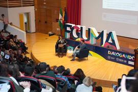 Ignacio Rivas y César Bona en el coloquio "Dialogando". Facultad de Derecho. Enero de 2017