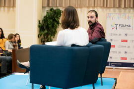 Aitor Sánchez en el coloquio "Dialogando para desmontar mitos sobre nutrición". Facultad de Medicina. Marzo de 2017