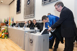 Teodomiro López Navarrete toma posesión como nuevo vicerrector de Investigación y Transferencia de la Universidad de Málaga. Paraninfo.  Enero de 2016