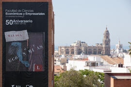 Cartel del 50 Aniversario de la Facultad de Económicas. Facultad de Ciencias Económicas y Empresa...