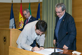 Toma de posesión de Enrique Moreno Ostos como nuevo profesor titular del Departamento de Química Orgánica de la Universidad de Málaga. Edificio del Rectorado. Marzo de 2017