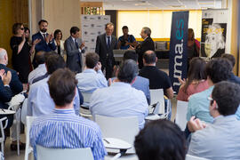 Visita de Pedro Duque, ministro de Ciencia, Innovación y Universidades, al edificio The Green Ray...