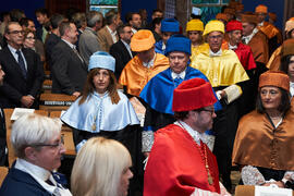 Comitiva académica. Investidura de Andrea Goldsmith como doctora "Honoris Causa" por la Escuela Técnica Superior de Ingeniería de Telecomunicación de la Universidad de Málaga. Paraninfo. Octubre de 2024